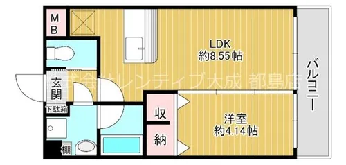 大阪府大阪市都島区大東町1丁目【マンション】の間取り