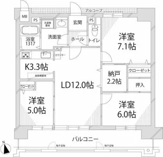 ロワイヤル飾磨【7階】の間取り