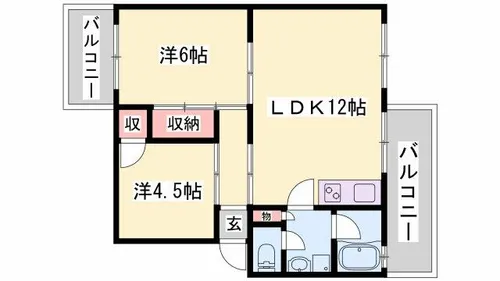 インタービレッジ網干駅前【407号室】の間取り