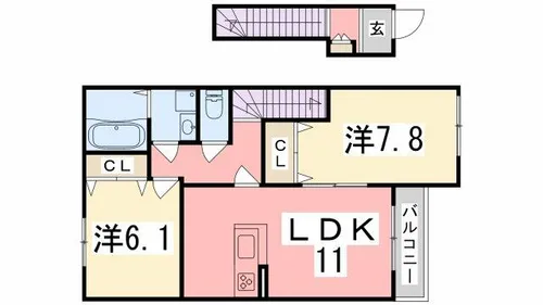 ビーンズフィールド【202号室】の間取り