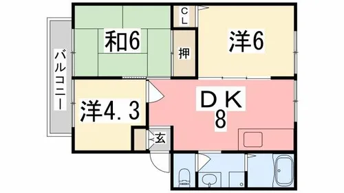 サンフォーレハイツA棟【1階】の間取り