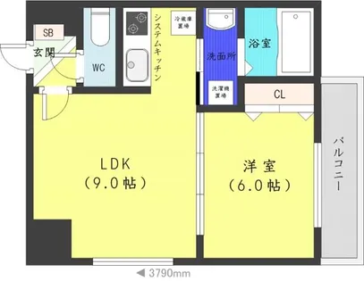 アルファスクエア大通西17【2階】の間取り
