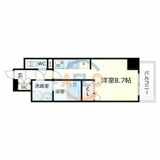 エストゥルースプラスサウス大阪【8階】の間取り