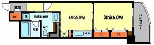 ノステルコート夕陽丘【10階】の間取り