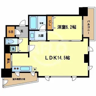 クロスレジデンス大阪新町【10階】の間取り