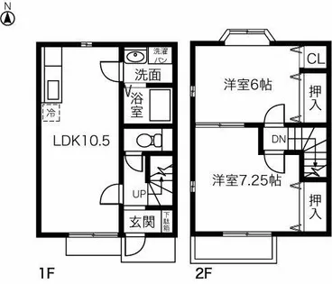 愛知県一宮市伝法寺9丁目【テラスハウス】の間取り