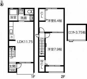 愛知県一宮市大赤見字下河原【テラスハウス】の間取り