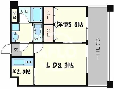 コスモリード谷町六丁目【8階】の間取り