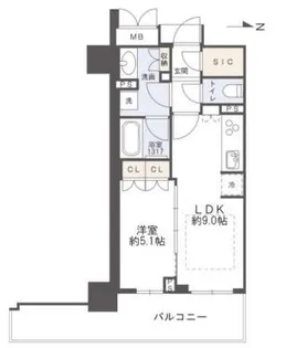 ブランズタワー御堂筋本町【4階】の間取り