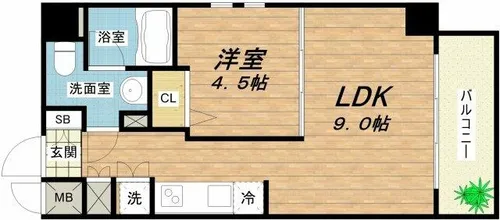 ゼニスレジデンス難波南【9階】の間取り