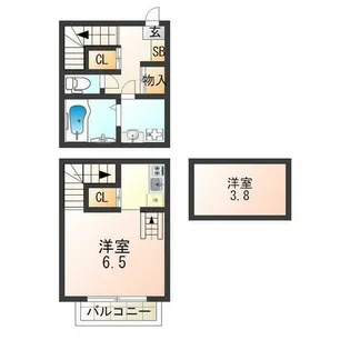 ハーモニーテラス湯里【1階】の間取り