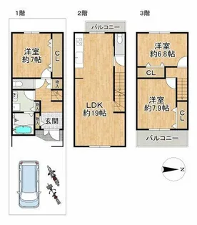京都府京都市中京区聚楽廻西町【一戸建】の間取り
