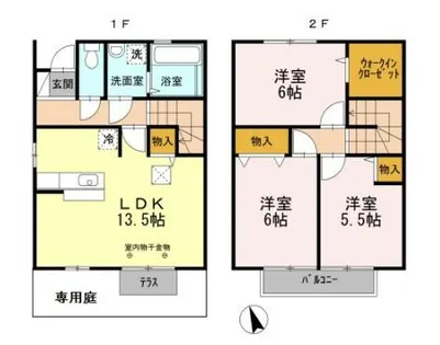 オークスコート西新在家 A棟【3号室】の間取り