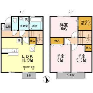 オークスコート西新在家 A棟【3号室】の間取り