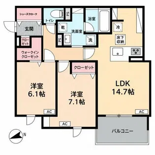 グリーンコート杭全【1階】の間取り