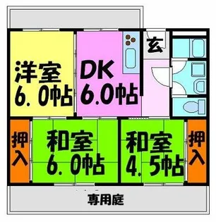 ヴィラひばりヶ丘【105号室】の間取り