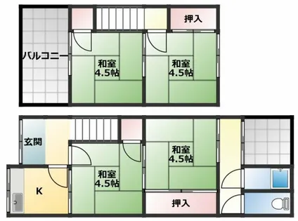 大阪府羽曳野市はびきの1丁目【テラスハウス】の間取り