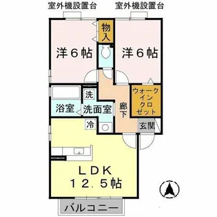 ヒルサイドテラス C棟【C201号室】の間取り