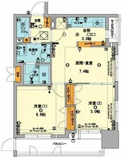 福岡県福岡市中央区大手門1丁目【マンション】の間取り
