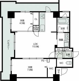 福岡県福岡市博多区東光寺町1丁目【マンション】の間取り