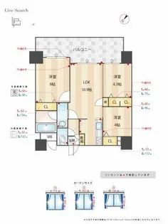 福岡県福岡市博多区銀天町1丁目【マンション】の間取り