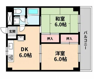 ディアコート東田辺【2階】の間取り