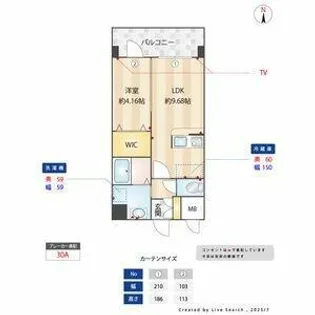 ラシュール・イン寺塚【4階】の間取り