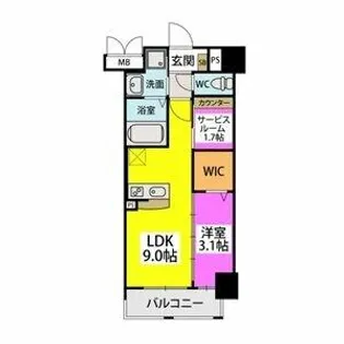 福岡県福岡市東区箱崎1丁目【マンション】の間取り