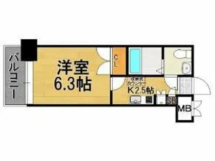 福岡県福岡市博多区中呉服町【マンション】の間取り
