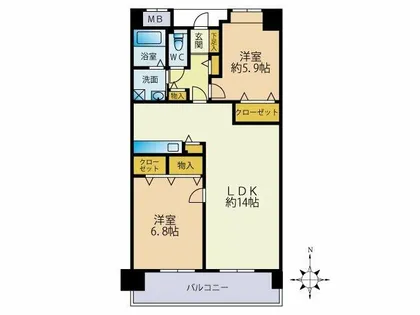 リジェール箱崎【9階】の間取り
