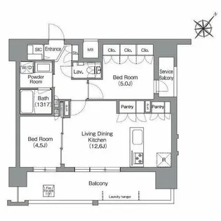 シーズンフラッツ渡辺通【13階】の間取り