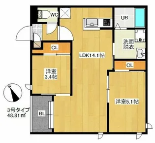 REGALEST FAM千早【3階】の間取り