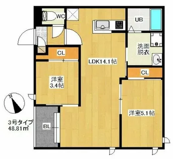 REGALEST FAM千早【3階】の間取り