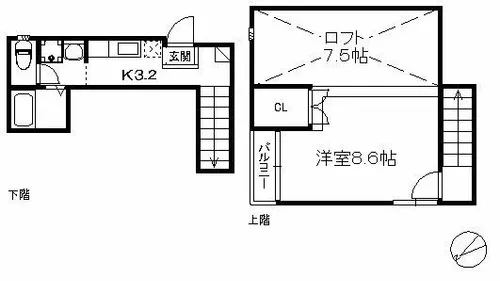ウェルスグローリー九研 285【2階】の間取り