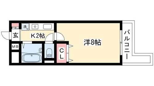 ヴェルディ城木【1B号室】の間取り