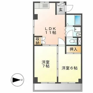 シャンテちくさ【2A号室】の間取り