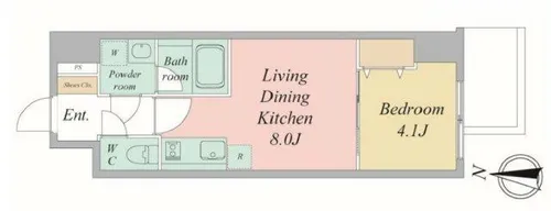 エスリードレジデンス大阪谷町ザ・マークス【15階】の間取り