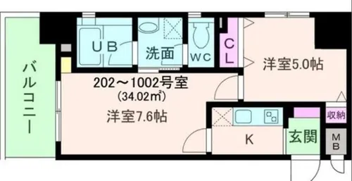 アモーレ本町ウエスト【10階】の間取り