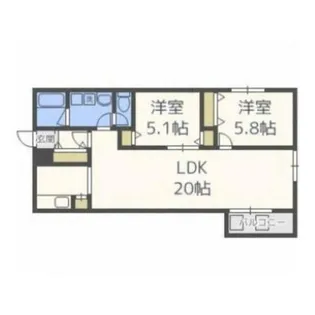 La Rose北円山【1階】の間取り