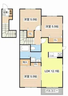 シャーメゾンコートK Ⅱ【0201号室】の間取り