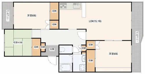 ECLARGE B棟【B401号室】の間取り