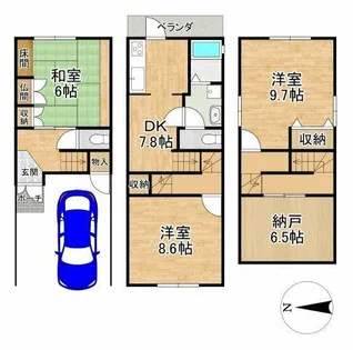 京都府京都市北区紫竹桃ノ本町【一戸建】の間取り