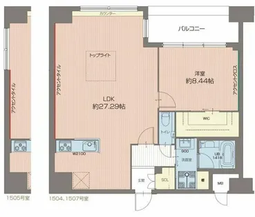 Vinoプレジオ本町【15階】の間取り