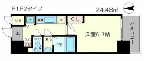 エスリード松屋町SOUTH【8階】の間取り