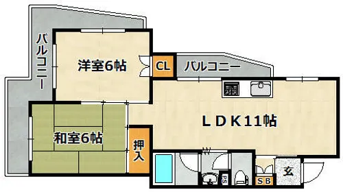 ビラユニオン山の手【2階】の間取り