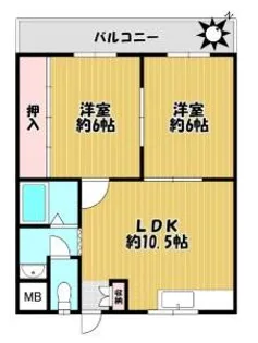 グリーンビレッジ書写【203号室】の間取り