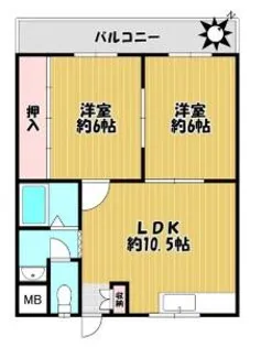 グリーンビレッジ書写【203号室】の間取り