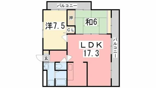 ハッピーライフ・フジ【607号室】の間取り