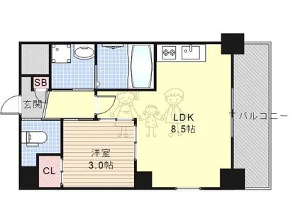 大阪府大阪市住吉区清水丘3丁目【マンション】の間取り
