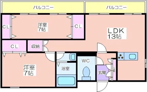 清水丘ホワイトハウス【201号室】の間取り
